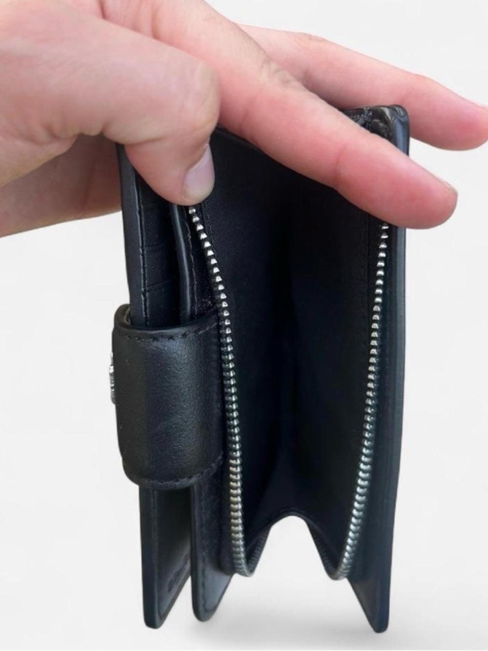 Coach Black Signature Compact Snap Wallet - Picture 5 of 5